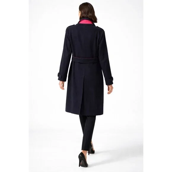 OPERATIONS NYC Black Wool Cashmere Military Peacoat Trench Coat Small USA Made